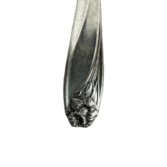 1847 Rogers Bros. Vintage Silverplate Daffodil Olive Fork & Slotted Spoon Set - Picture 3 of 8